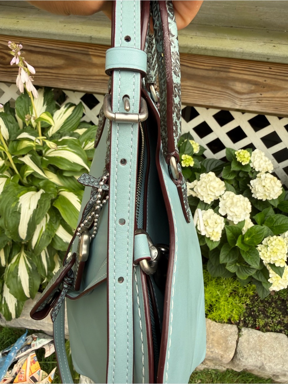 Coach Dakotah Crossbody Satchel Blue Snake 1941 Glovetanned Leather - Picture 15 of 16